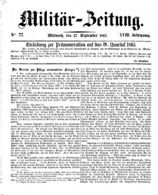 Militär-Zeitung Mittwoch 27. September 1865