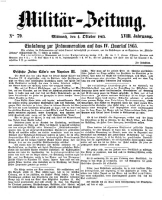 Militär-Zeitung Mittwoch 4. Oktober 1865