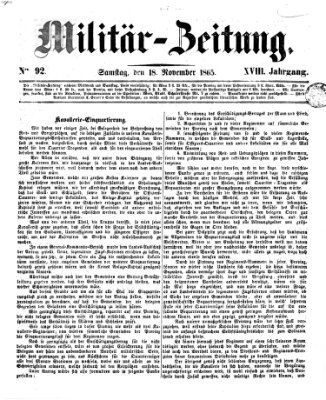 Militär-Zeitung Samstag 18. November 1865