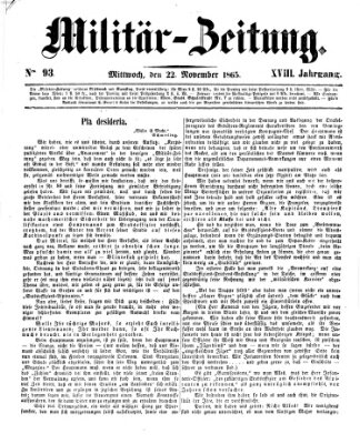 Militär-Zeitung Mittwoch 22. November 1865