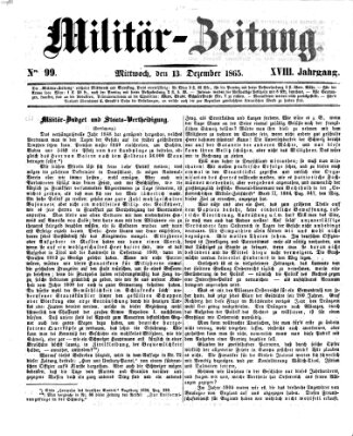 Militär-Zeitung Mittwoch 13. Dezember 1865