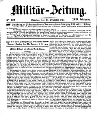 Militär-Zeitung Samstag 23. Dezember 1865