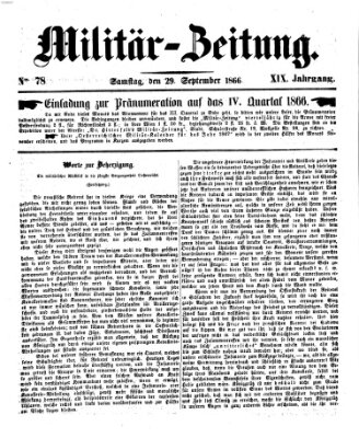 Militär-Zeitung Samstag 29. September 1866