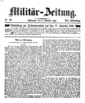 Militär-Zeitung Mittwoch 3. Oktober 1866