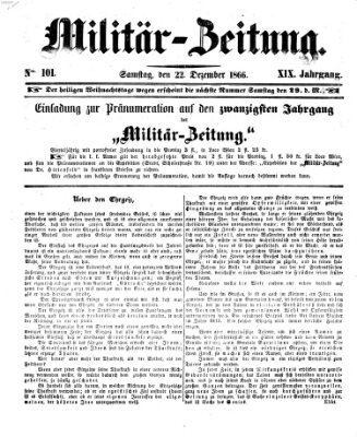 Militär-Zeitung Samstag 22. Dezember 1866