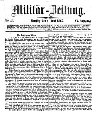 Militär-Zeitung Samstag 1. Juni 1867