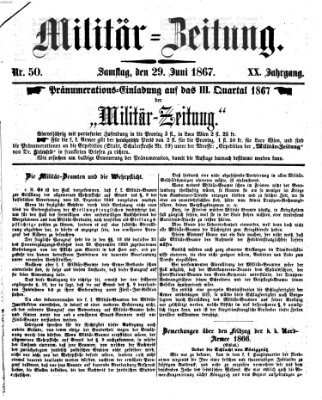 Militär-Zeitung Samstag 29. Juni 1867