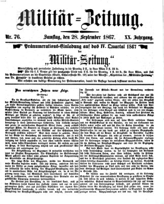 Militär-Zeitung Samstag 28. September 1867