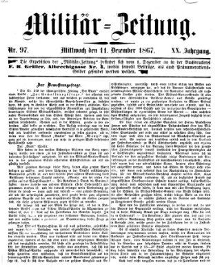 Militär-Zeitung Mittwoch 11. Dezember 1867