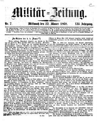 Militär-Zeitung Mittwoch 22. Januar 1868