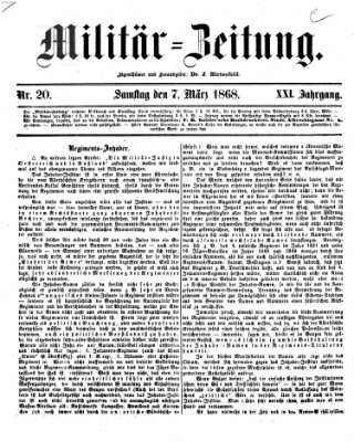 Militär-Zeitung Samstag 7. März 1868