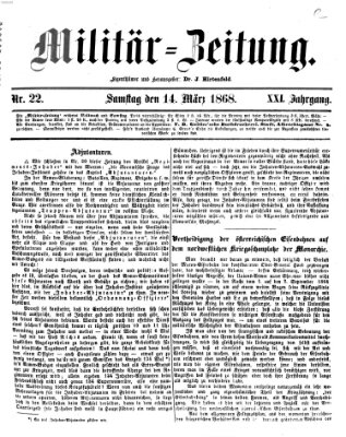 Militär-Zeitung Samstag 14. März 1868