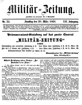 Militär-Zeitung Freitag 20. März 1868