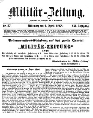 Militär-Zeitung Mittwoch 1. April 1868