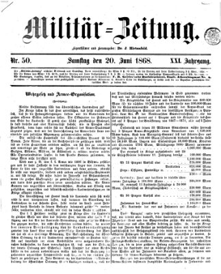 Militär-Zeitung Samstag 20. Juni 1868