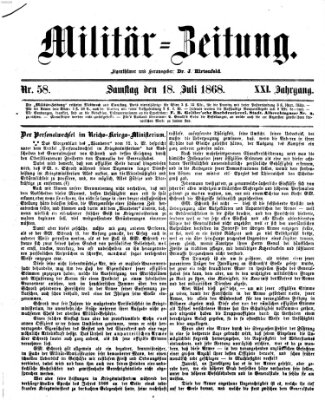 Militär-Zeitung Samstag 18. Juli 1868