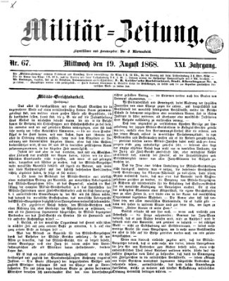 Militär-Zeitung Mittwoch 19. August 1868