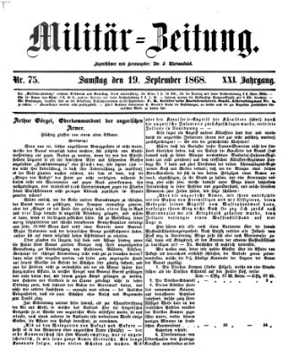 Militär-Zeitung Samstag 19. September 1868