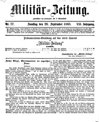 Militär-Zeitung Samstag 26. September 1868