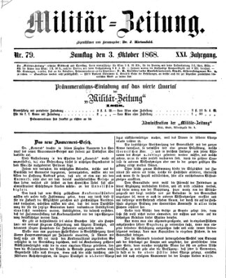 Militär-Zeitung Samstag 3. Oktober 1868