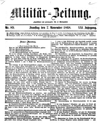 Militär-Zeitung Samstag 7. November 1868