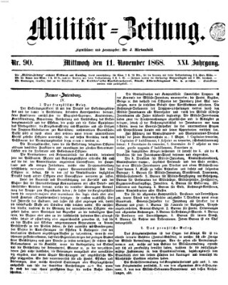 Militär-Zeitung Mittwoch 11. November 1868