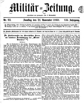 Militär-Zeitung Samstag 21. November 1868