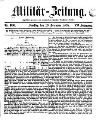 Militär-Zeitung Samstag 19. Dezember 1868