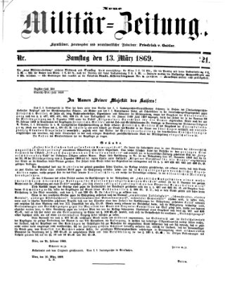 Neue Militär-Zeitung (Militär-Zeitung) Samstag 13. März 1869