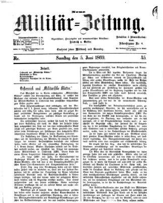 Neue Militär-Zeitung (Militär-Zeitung) Samstag 5. Juni 1869