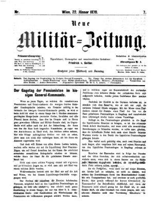 Neue Militär-Zeitung (Militär-Zeitung) Samstag 22. Januar 1870