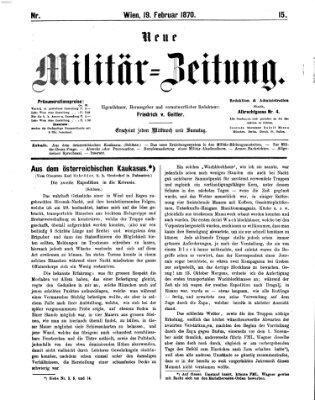 Neue Militär-Zeitung (Militär-Zeitung) Samstag 19. Februar 1870