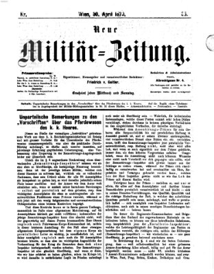 Neue Militär-Zeitung (Militär-Zeitung) Samstag 30. April 1870