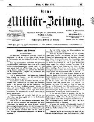 Neue Militär-Zeitung (Militär-Zeitung) Mittwoch 4. Mai 1870