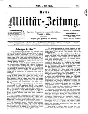 Neue Militär-Zeitung (Militär-Zeitung) Mittwoch 1. Juni 1870