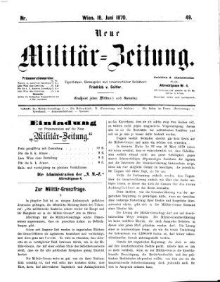 Neue Militär-Zeitung (Militär-Zeitung) Samstag 18. Juni 1870