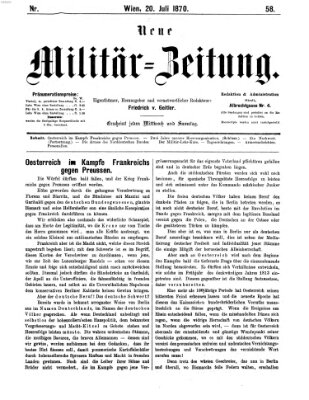 Neue Militär-Zeitung (Militär-Zeitung) Mittwoch 20. Juli 1870