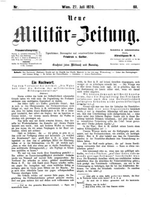 Neue Militär-Zeitung (Militär-Zeitung) Mittwoch 27. Juli 1870