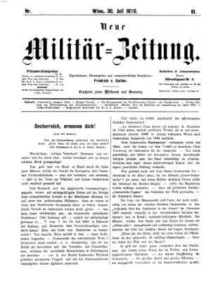 Neue Militär-Zeitung (Militär-Zeitung) Samstag 30. Juli 1870