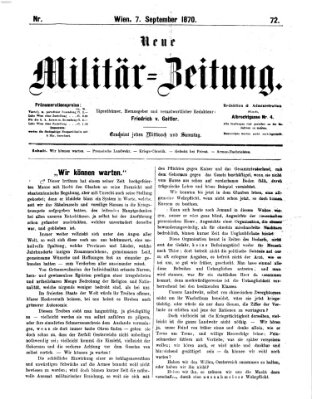 Neue Militär-Zeitung (Militär-Zeitung) Mittwoch 7. September 1870