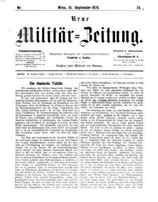 Neue Militär-Zeitung (Militär-Zeitung) Mittwoch 14. September 1870