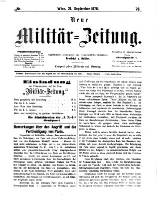 Neue Militär-Zeitung (Militär-Zeitung) Mittwoch 21. September 1870