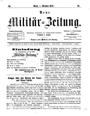 Neue Militär-Zeitung (Militär-Zeitung) Samstag 1. Oktober 1870