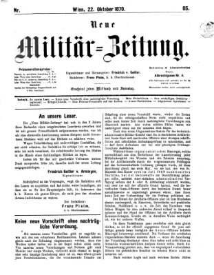 Neue Militär-Zeitung (Militär-Zeitung) Samstag 22. Oktober 1870