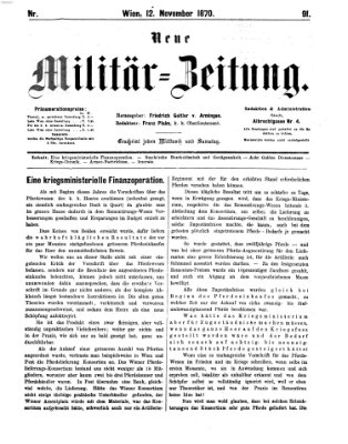 Neue Militär-Zeitung (Militär-Zeitung) Samstag 12. November 1870