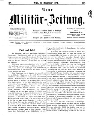 Neue Militär-Zeitung (Militär-Zeitung) Mittwoch 16. November 1870