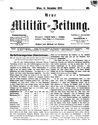 Neue Militär-Zeitung (Militär-Zeitung) Mittwoch 14. Dezember 1870