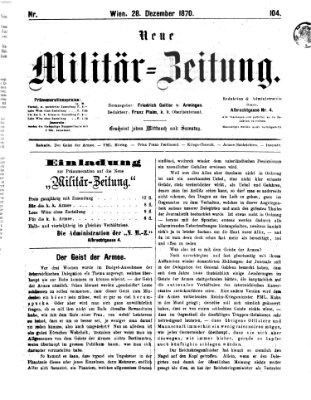 Neue Militär-Zeitung (Militär-Zeitung) Mittwoch 28. Dezember 1870