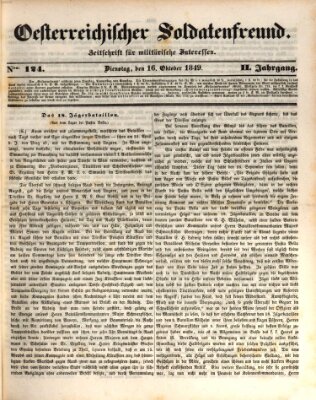 Oesterreichischer Soldatenfreund (Militär-Zeitung) Dienstag 16. Oktober 1849