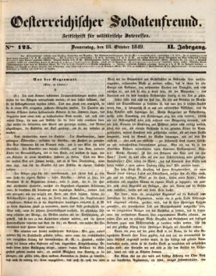 Oesterreichischer Soldatenfreund (Militär-Zeitung) Donnerstag 18. Oktober 1849